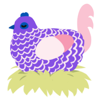 A blurple and rose chicken with a lace pattern