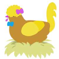 A gold and yellow chicken