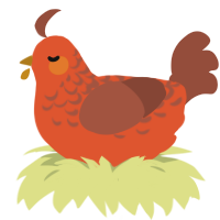 A vermilion and russet chicken with a half-lace pattern