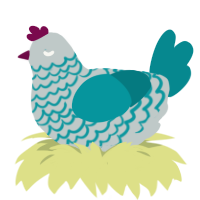 (unnamed), a silver and teal chicken with a lace pattern