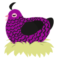 A plum and sable chicken with a lace pattern