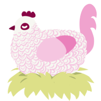 A white and pink chicken with a double-lace pattern