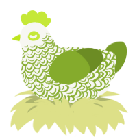 A white and chartreuse chicken with a double-lace pattern