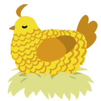 Cornflake, a yellow and ochre chicken with a lace pattern
