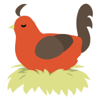 A vermilion and bark chicken