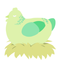 A apple and spring chicken with a neck-band pattern
