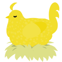 Dandelion, a yellow chicken with a speckle pattern