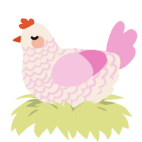 A cream and pink chicken with a lace pattern
