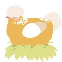 Pillow, a honey and cream chicken with a neck-speckle pattern