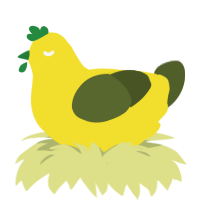 A yellow and olive chicken