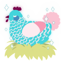 Trans Rights, a aqua and rose chicken with a lace pattern