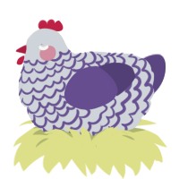 Mortimer, a mist and overcast chicken with a lace pattern