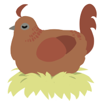 Orange, a brown and russet chicken with a neck-band pattern