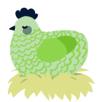 A gluppy and grass chicken with a lace pattern