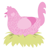 A pink chicken with a double-lace pattern