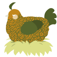 A ochre and olive chicken with a double-lace pattern