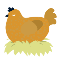 A orange and gold chicken with a speckle pattern
