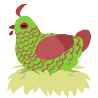 greenier, a grass and red chicken with a lace pattern