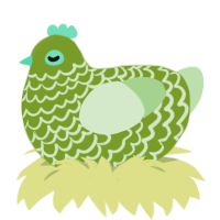A chartreuse and gluppy chicken with a lace pattern