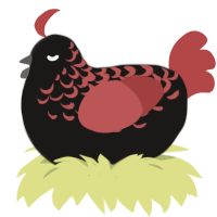 Shadow, a sable and red chicken with a half-lace pattern