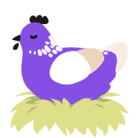 Helio, a blurple and cream chicken with a neck-speckle pattern