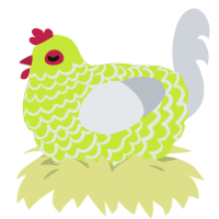 A lime and mist chicken with a lace pattern