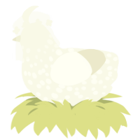Flour, a white chicken with a speckle pattern