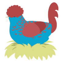 (unnamed), a cerulean and red chicken with a half-lace pattern