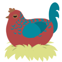 A red and sea chicken with a half-lace pattern