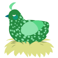 Failure 42, a viridian and spring chicken with a speckle pattern