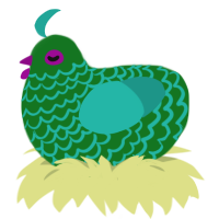 A leaf and turquoise chicken with a lace pattern