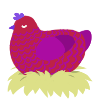 A crimson and plum chicken with a lace pattern