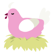 Berry Flavored, a pink and white chicken