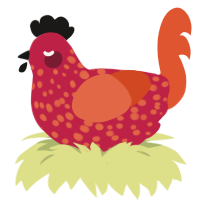 (unnamed), a crimson and vermilion chicken with a speckle pattern