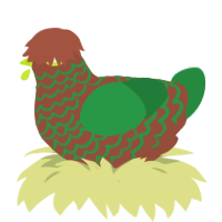 raz, a russet and viridian chicken with a lace pattern