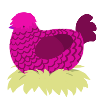 A fuchsia and wine chicken with a lace pattern