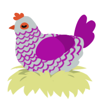 A silver and plum chicken with a lace pattern