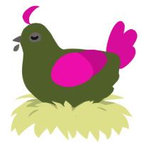 A olive and fuchsia chicken