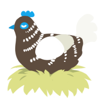 A bark and white chicken with a half-bar pattern