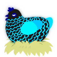 A sable and cerulean chicken with a lace pattern