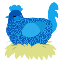 A ultramarine and sky chicken with a double-lace pattern