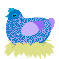 A sapphire and lilac chicken with a double-lace pattern