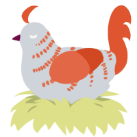 Apeirophobia, a mist and vermilion chicken with a half-bar pattern