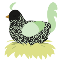 Thin Mint, a sable and gluppy chicken with a double-lace pattern