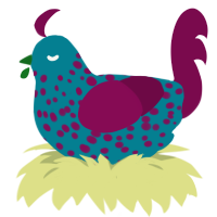 A sea and wine chicken with a speckle pattern