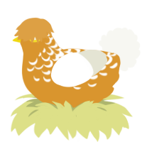 A orange and white chicken with a half-lace pattern