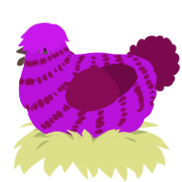 A amethyst and wine chicken with a bar pattern