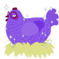Maru, a blurple chicken with a lace pattern