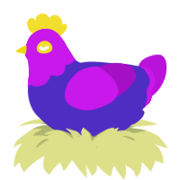 lemonade, a indigo and amethyst chicken with a head pattern