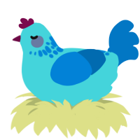 A aqua and sapphire chicken with a neck-speckle pattern